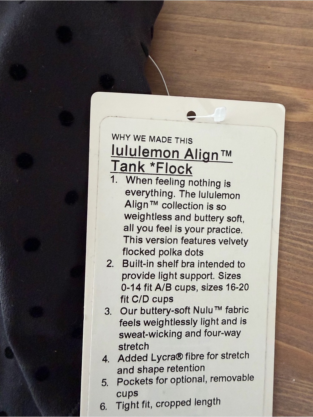 lululemon athletica Align Tank *Black Polka Dot Flocked* size 10 *NWT* - Picture 4 of 6